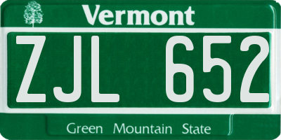 VT license plate ZJL652