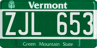 VT license plate ZJL653