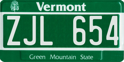 VT license plate ZJL654