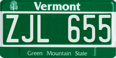 VT license plate ZJL655