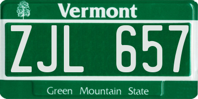 VT license plate ZJL657