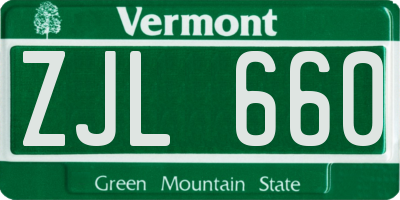 VT license plate ZJL660