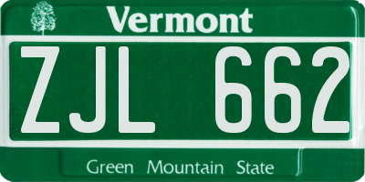 VT license plate ZJL662