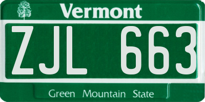 VT license plate ZJL663