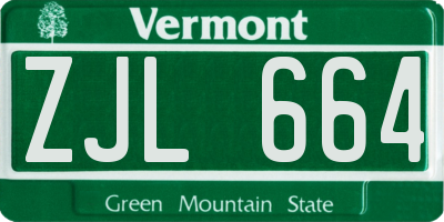 VT license plate ZJL664