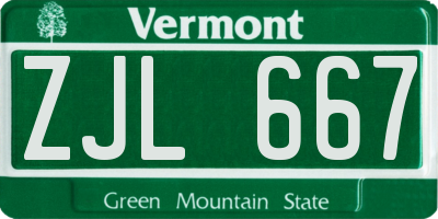 VT license plate ZJL667