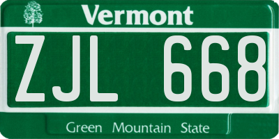 VT license plate ZJL668