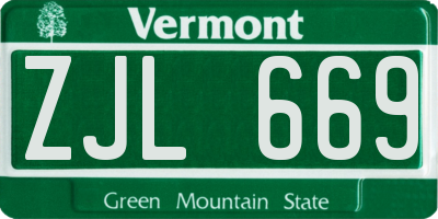 VT license plate ZJL669
