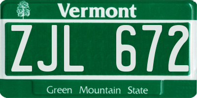 VT license plate ZJL672
