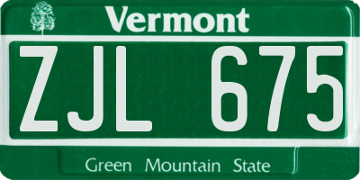 VT license plate ZJL675