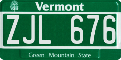 VT license plate ZJL676