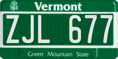 VT license plate ZJL677