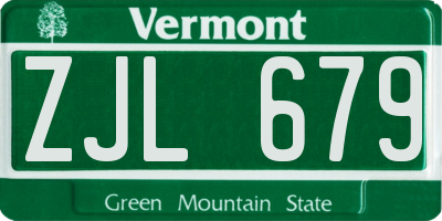 VT license plate ZJL679