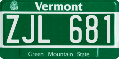 VT license plate ZJL681