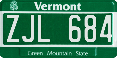 VT license plate ZJL684