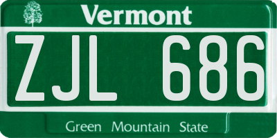 VT license plate ZJL686