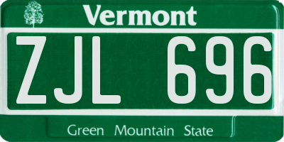 VT license plate ZJL696