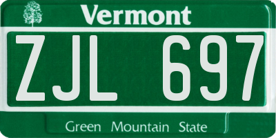 VT license plate ZJL697