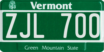 VT license plate ZJL700