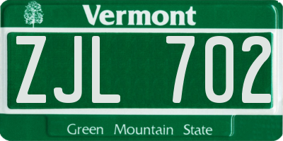 VT license plate ZJL702