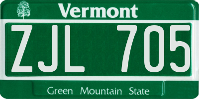 VT license plate ZJL705