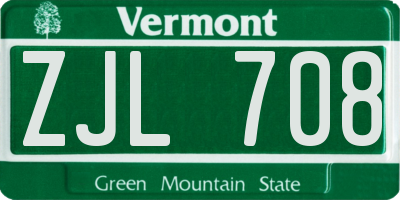 VT license plate ZJL708
