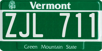 VT license plate ZJL711