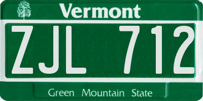 VT license plate ZJL712