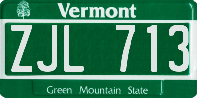 VT license plate ZJL713
