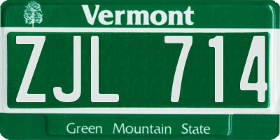 VT license plate ZJL714