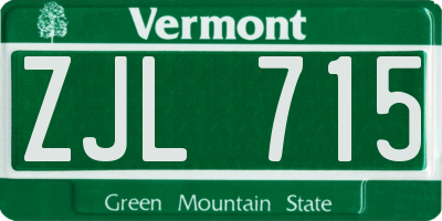 VT license plate ZJL715