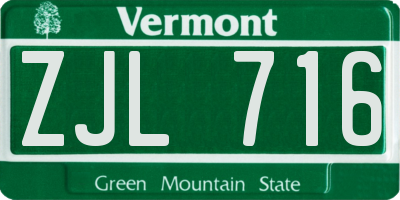 VT license plate ZJL716