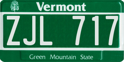 VT license plate ZJL717
