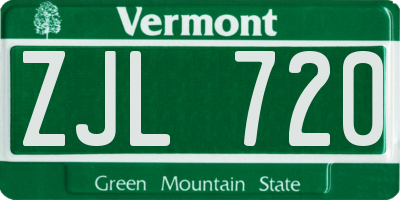 VT license plate ZJL720