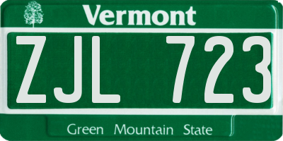 VT license plate ZJL723