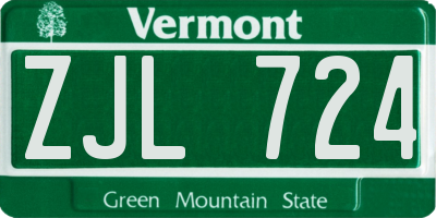 VT license plate ZJL724