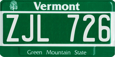 VT license plate ZJL726