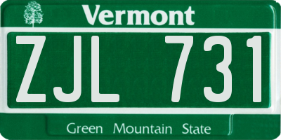 VT license plate ZJL731