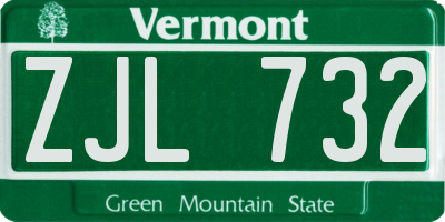 VT license plate ZJL732