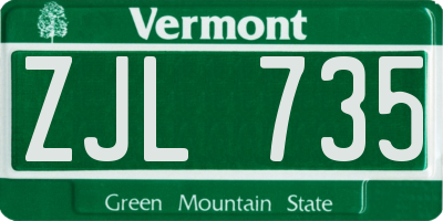 VT license plate ZJL735