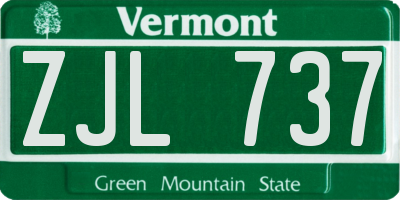VT license plate ZJL737