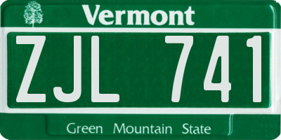 VT license plate ZJL741