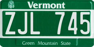 VT license plate ZJL745