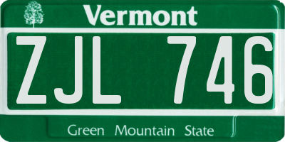 VT license plate ZJL746
