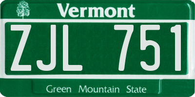 VT license plate ZJL751