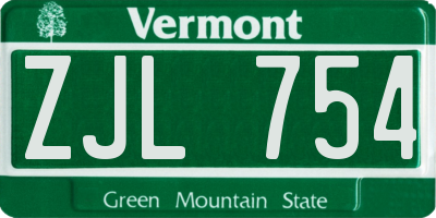 VT license plate ZJL754