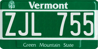 VT license plate ZJL755