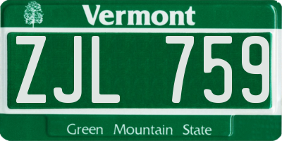 VT license plate ZJL759