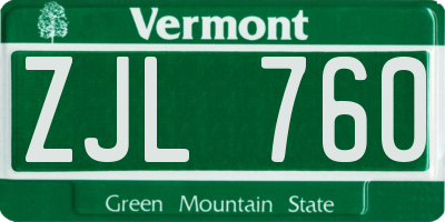VT license plate ZJL760
