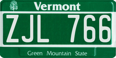 VT license plate ZJL766